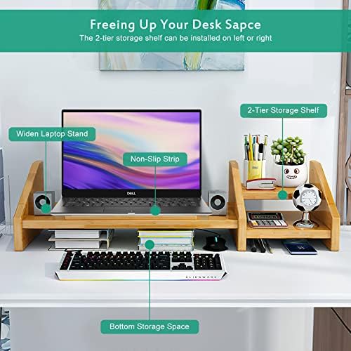 Ufine Bamboo Laptop Stand for Desk with Storage Computer Monitor Riser