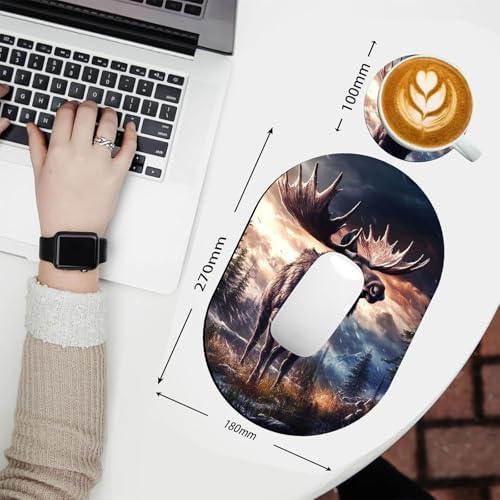 Small Mouse pad, Portable, Waterproof Non-Slip Rubber Bottom, Suitable for Wireless Mouse, Laptop Keyboard Tray for Both Men and Women, Office Travel 7.1x10.6in，Deer in Forest