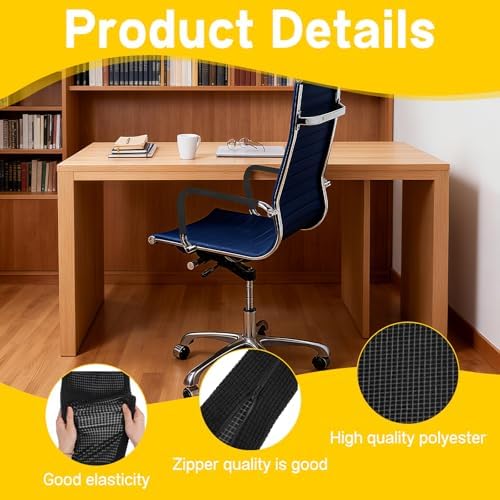 2pcs Office Chair Armrest Covers, Arm Rest Covers for Office Chair,with Zipper, Stretchable Chairs Arm Pads, Black Armrest Cover for Chairs