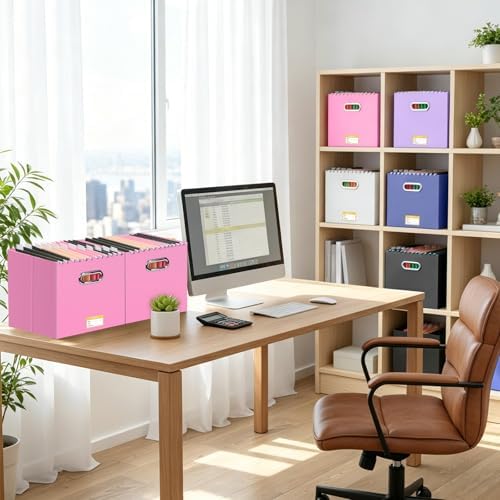 BALEINE 8PK File Organizer Box, Cardboard File Folder Organizer with Handle