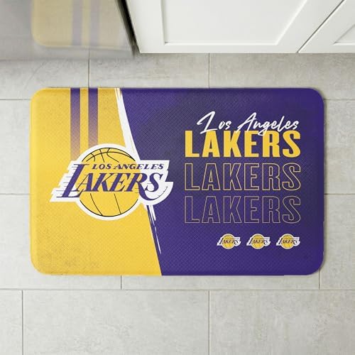 Northwest NBA Los Angeles Lakers Embossed Anti-Fatigue Mat, Cushioned Kitchen Floor Rug, Non-Slip PVC Standing Comfort, 18 x 30 in