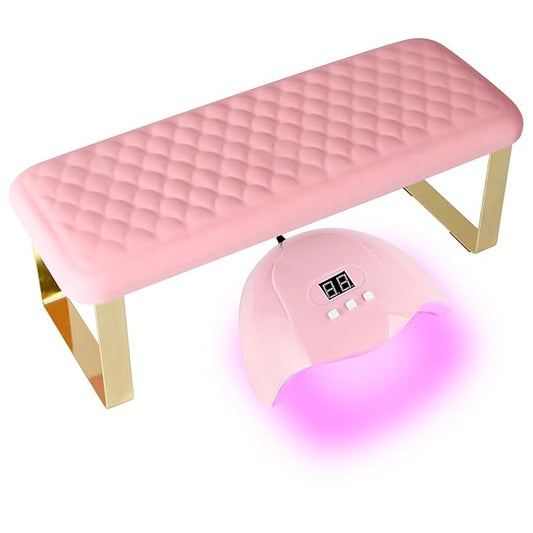 Arm Rest for Nails Tech, BORNBYME Update PU Leather Fish Pattern Hand Nail Foot Stand Rest for Manicure & Pedicure,Pink
