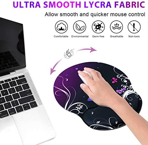 ToLuLu Mouse Pad Wrist Rest Support, Gel Ergonomic Mouse Pads with Non Slip Rubber Base Memory Foam Support, Mouse Wrist Rest Pad for Laptop Computer Home Office Working Pain Relief, Purple Butterfly