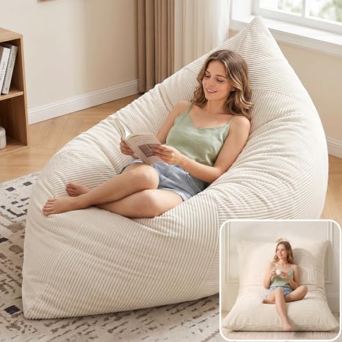 HUGHEAVEN Giant 3-in-1 Bean Bag Chair (76"x55") Oversized Floor Sofa Couch