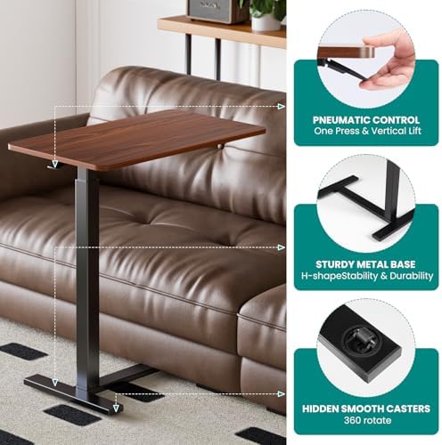 OLIXIS Overbed Table, Bedside Table, Mobile Standing Desk for Apartment