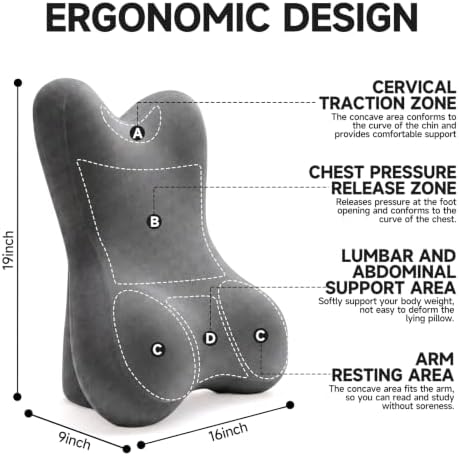 24” Back Pillow with Adjustable Headrest, 2-in-1 Ergonomic Dual-Layer Wedge Backrest for Sitting/Reclining, Lumbar & Neck Support, Bed, Sofa & Floor, Reading, TV, Lounging & Gaming