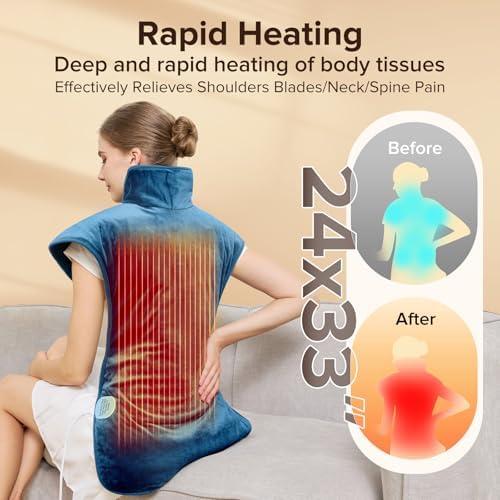 Mothers Day Gifts & Birthday Gifts for Mom Wife Men, Portable Heating Pad – Heated Weighted Blanket for Neck, Shoulders & Back – Extra Large 25"x37" Full Back Heating Pad – Auto Shut-Off