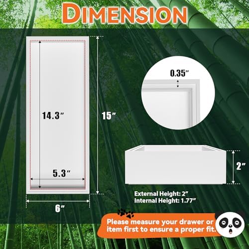 Lixple Bamboo Kitchen Drawer Organizer, 2 Pack, 15" x 6" x 2", White