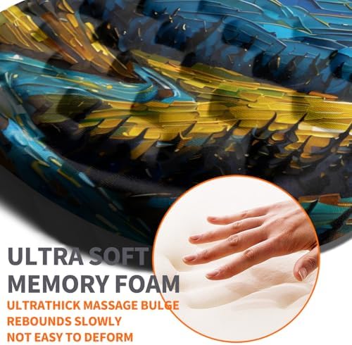 Ergonomic Joint Wrist Support Mouse Pad with Memory Foam Cushion Massage Bump, Carpal Tunnel Pain Relief Mousepad Slope Design for Wrist Rest, 11.8x7.9 in, Starry Night