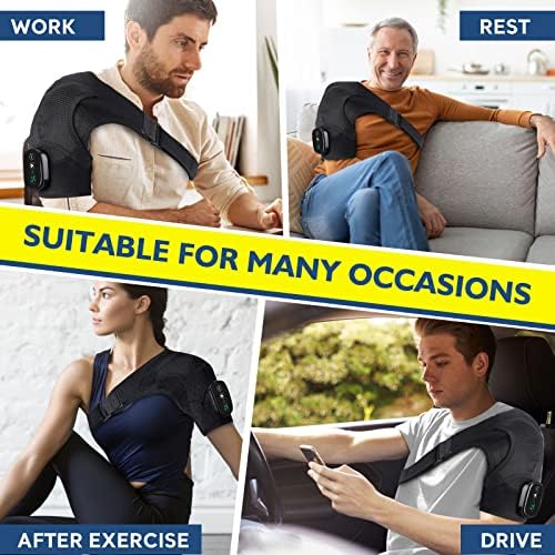 Shoulder Heating Pad with Massage, Cordless Heated Shoulder Wrap for Pain Relief, FSA Eligible HSA Rotator Cuff Heating Pad with Vibration for Frozen Shoulder