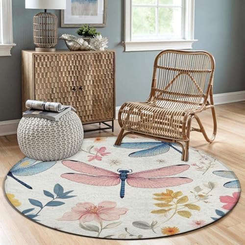 Circular Rugs Large Modern Round Area Rug Fashion Decor Mat for Home Office Dragonfly
