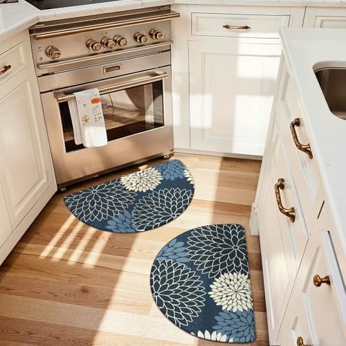 KIMODE Half Circle Kitchen Mats for Floor Cushioned Anti Fatigue Semi Round