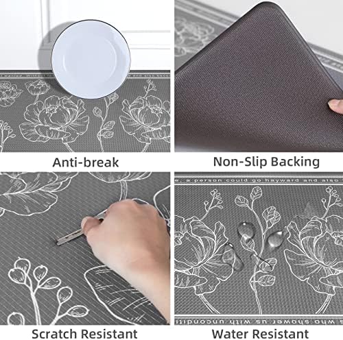 Kitchen Floor Mat Set of 2, Anti Fatigue Mat 17"x47"+17"x29"