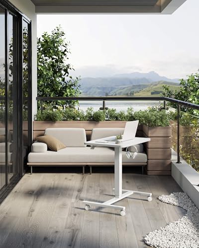 YIHAYO 24 x 16 Inches Mobile Small Standing Desk with Wheels, White