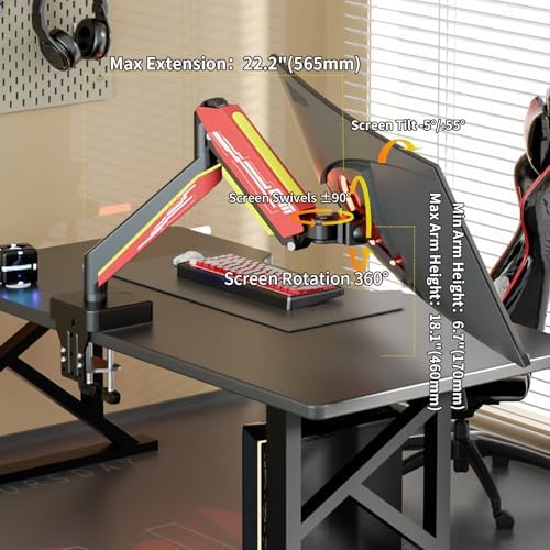 Single Monitor Arm for 13-49 inch, Hold 44 lbs, Height Adjustable