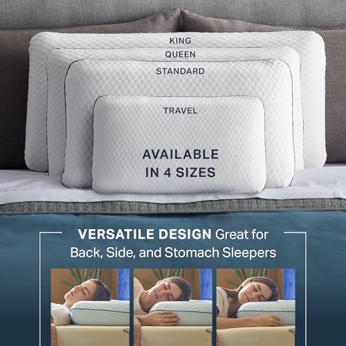 WEEKENDER Cooling Gel Memory Foam Pillow for Sleeping – Queen Size, Ventilated Cooling Pillow for Side & Back Sleepers, Neck & Shoulder Support, Medium Firm, Washable Cover, Queen (Pack of 4)
