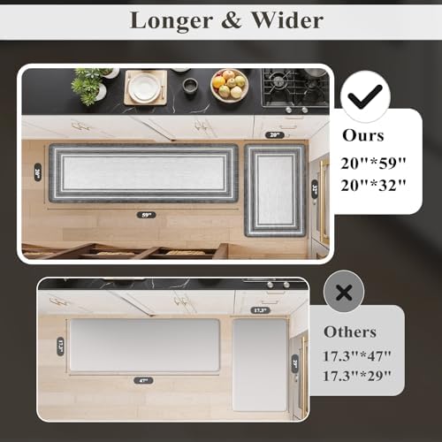 KIMODE Anti Fatigue Kitchen Mat Cushioned,Farmhouse Kitchen Rugs Sets of 2