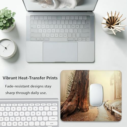 Ancient Giant Sequoia Tree in Misty Mouse Pad, Redwood Forest Desk Mat