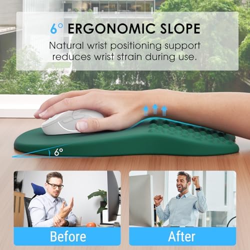 MROCO Ergonomic Mouse Pad with Wrist Support, 11.8 x 7.8 in, Forest Green