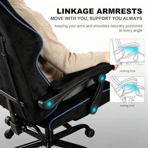 Fabric Gaming Chair for Adults, Comfortable Office Chair with Footrest
