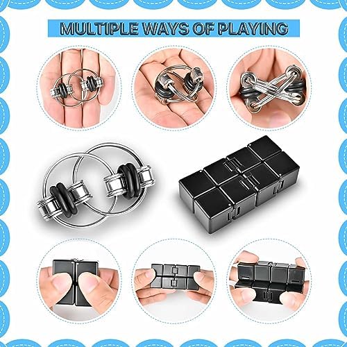 5PC Fidget Toys Adults Set Fidgets for Classroom Must Have Autism Sensory Pack Figette Cube ADHD Special Treasure Prize Tool Stress Relief Desk Cool Gadget for Kid Easter Basket Stuffers for Teen Boys