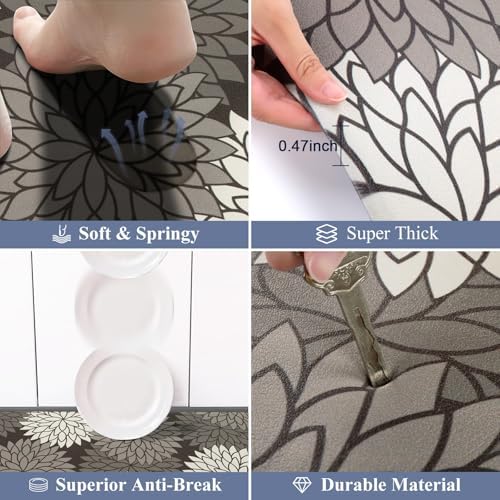 HEBE Anti Fatigue Kitchen Rugs Set of 2, Cushioned Kitchen Mats for Floor