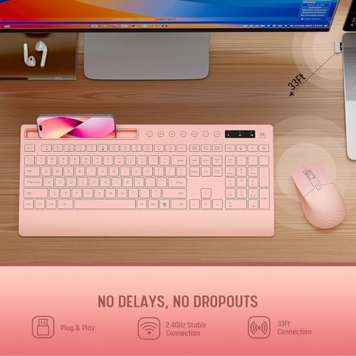 Trueque Wireless Keyboard and Mouse Combo, Full Size with Palm Rest