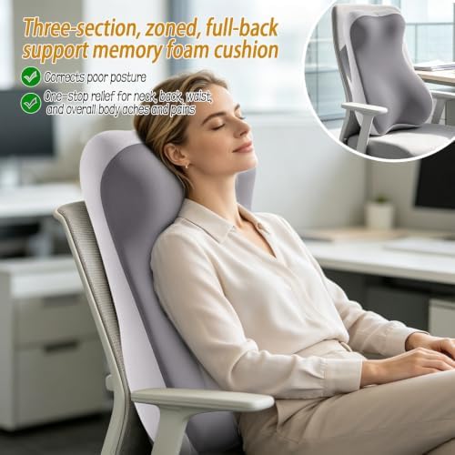 2-in-1 Neck and Lumbar Support Pillow Recliner Back Cushion with Cover High Density Foam, Removable Washable Cover, Ergonomic Support for Office Chair Glider Rocker Back Neck Pain Relief
