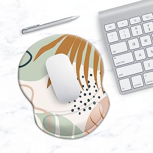 Ergonomic Wrist Support Mouse Pad - Comfortable Computer Mouse Pad with Non-Slip PU Base for Home Office Working Gaming (Summer Style Plants 2)