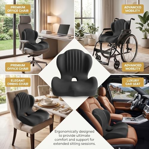 Ergonomic Memory Foam Seat Cushion with Back Support