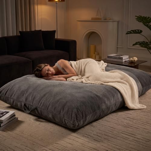 HUGHEAVEN Giant 3-in-1 Bean Bag Chair (76"x55") Oversized Floor Sofa Couch