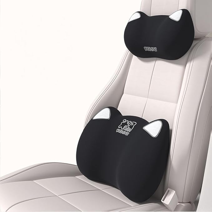 Latex Car Lumbar Support Pillow, Ergonomic Car Back Cushion, Car Seat Back Support for Driving Lower Back Pain Relief Waist Pillow (Black)