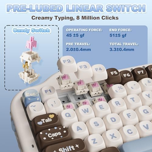 YUNZII C75 Cute 75% Wireless Mechanical Keyboard (Choco, Candy Switch)