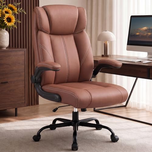 Office Chair, Leather Ergonomic Computer Desk Chair with Rocking