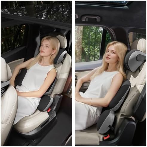 BEBAS Ergonomic Car Headrest Pillow, Memory Foam Neck Support, BlackGray