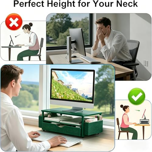 Spacrea Desk Organizers and Accessories, Printer Stand with Storage, Green