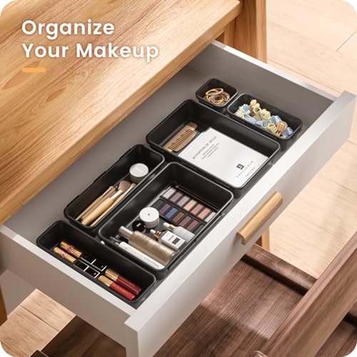 A-LuGei 【Military Grade】 Drawer Organizer for Vanity Bathroom Makeup Desk