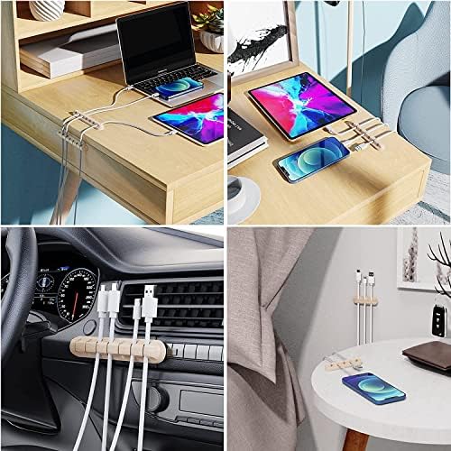 SOULWIT Cable Holder Clips, 3-Pack Cable Management Cord Organizer Clips Silicone Self Adhesive for Desktop USB Charging Cable Nightstand Power Cord Mouse Cable Wire PC Office Home