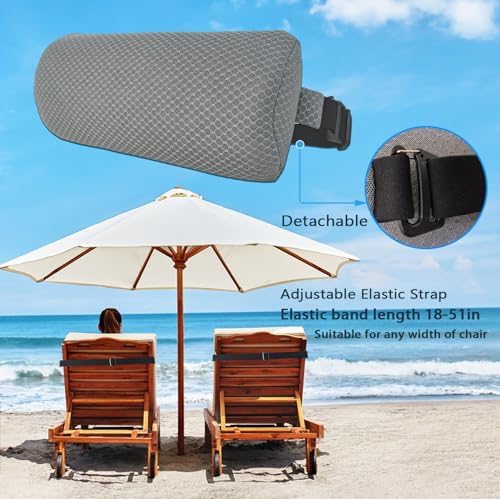 2 Pack Headrest Pillow for Patio Chaise Lounge,Recliner,Beach Chair,Gray