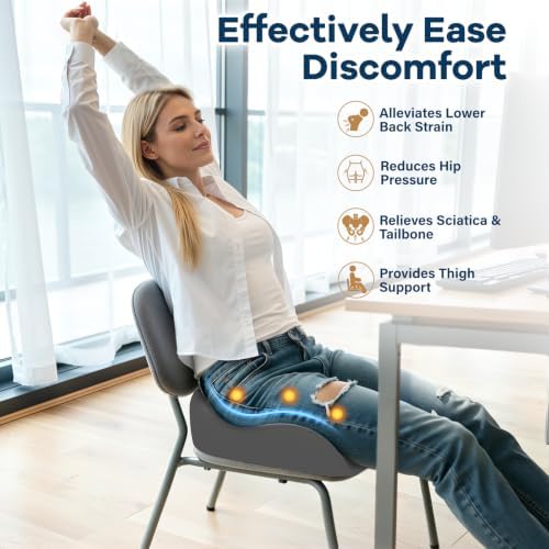 Ergonomic Memory Foam Seat Cushion for Office Chair, Grey