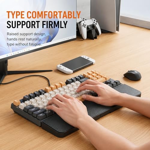 Keyboard Wrist Rest with Partition Storage Box,PU 15 Inch Mechanical Keyboard Palm Support for 98-Key Setup and Office Desk, Ergonomic Typing Pad
