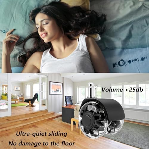 Office Chair Caster Wheels Set of 5,2 inch Heavy-Duty Rollers Chair Wheels,Universal Size 11x22mm,Rubber Mute Chair casters for Hardwood Floors Carpet and Mats. (2 in Transparent)