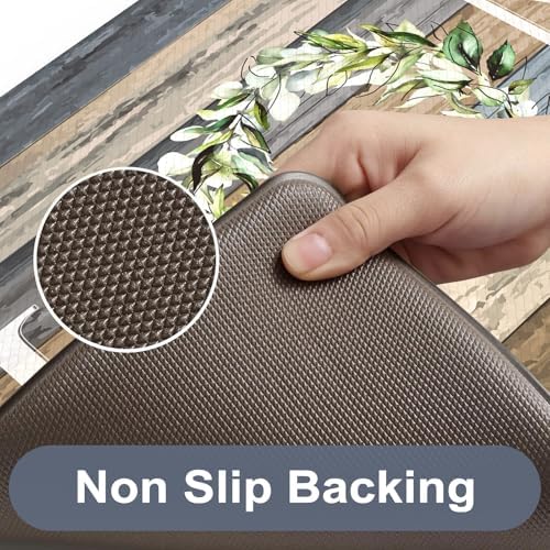 KIMODE Anti Fatigue Mats for Kitchen Floor Comfort Cushioned Rugs Sets of 2