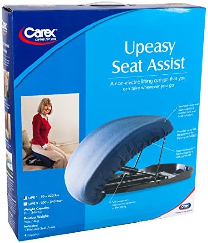 Carex Upeasy Seat Assist - Chair Lift And Sofa Stand Assist - Portable Lifting Seat With Support Up to 220 Pounds, Provides 70% Assistance, Blue