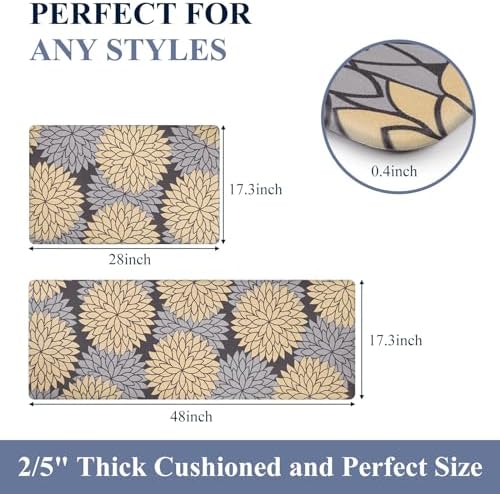 HEBE Anti Fatigue Kitchen Rugs Set of 2, Cushioned Kitchen Mats for Floor