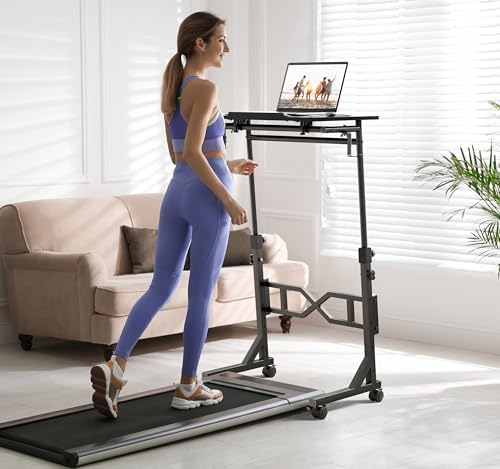 Oransail Small Standing Desk with Wheels, 29.5-45.3 Inch Adjustable Height