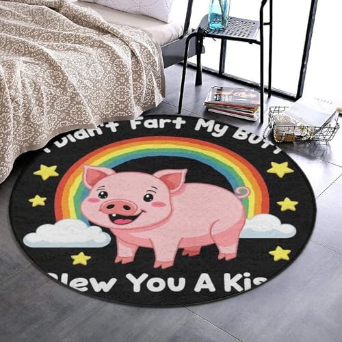 Circular Rugs Large Modern Round Area Rug Fashion Decor Mat for Home Office Pink Pigs Animal I Didnt My Blew You A Kiss