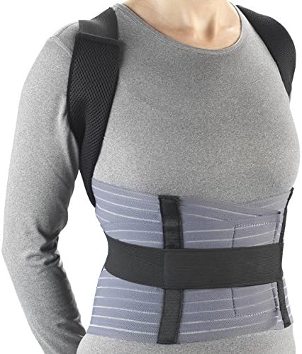 OTC Medical Posture Brace with Rigid Stays, Spinal Curve, Back Lumbar and Neck Support, 2X-Large, Black