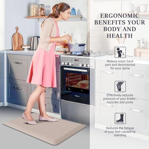 HappyTrends Kitchen Floor Mat - 4/5 Inch Thick Anti-Fatigue Kitchen Rug