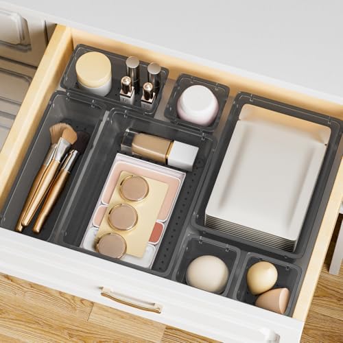SpaceHacks 15 PCS Plastic Drawer Organizer Set, Drawer Storage Trays